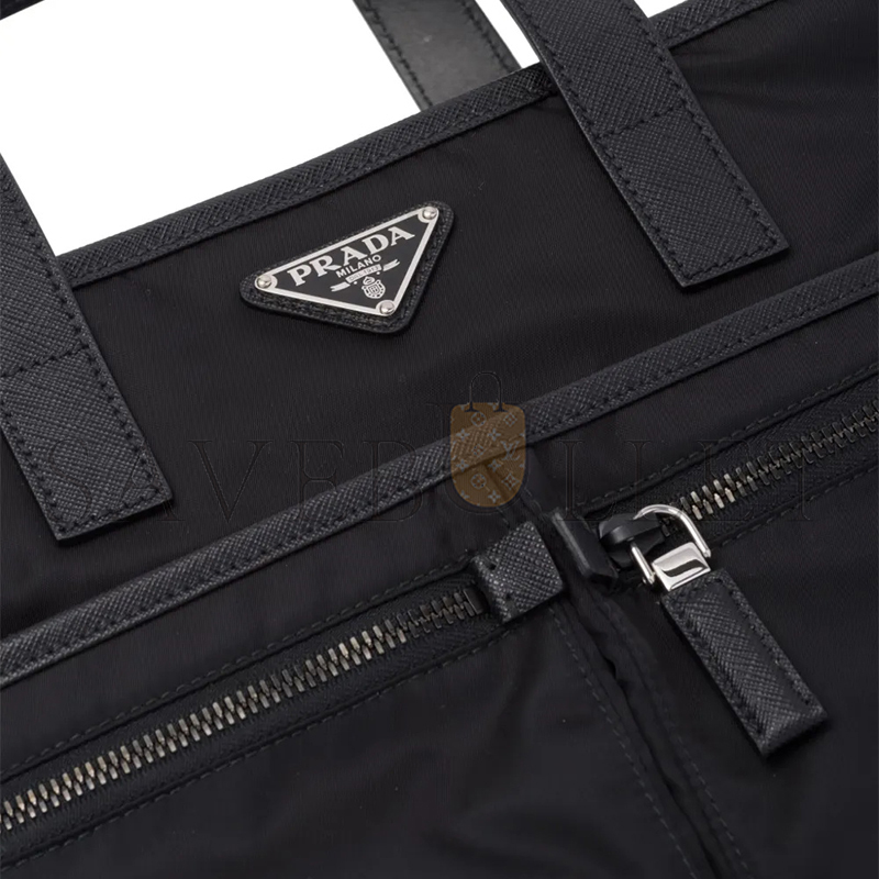 Pra*a re-nylon and saffiano leather tote bag 2vg860 (36*34*8cm)